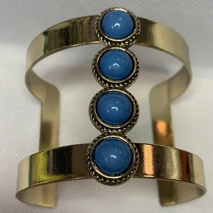 Braccialetto perline turchesi tono oro boho egiziano retrò - Foto 1 di 9