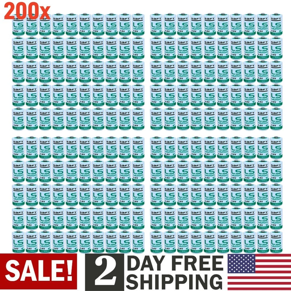 200X Ls 14250 3.6V Lithium Batteries, 3.6V for SAFT LS14250 Battery C 1/2 AA Li - Image 1 of 4