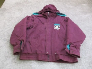 Vintage Mighty Ducks Jacket Hockey Mens Size Large Hooded Logo 7 NHL - Picture 1 of 12