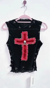 Canotte incrociate y2k t shirt harajuku gotico tank punk vintage top corsetto - Foto 1 di 3