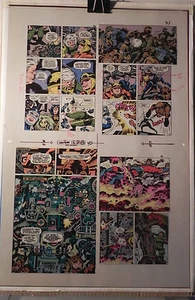 NEW GODS BOOK 6 FLAT 17 JACK KIRBY ORIGINALE 3M COLORE ARTE FIRMATO A. TOLLIN con certificato di autenticità - Foto 1 di 3