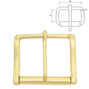 SOLID BRASS 50mm FULL ROLLER BUCKLE SQUARE DESIGN QUALITY BRASS - Picture 1 of 1