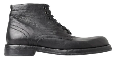 DOLCE & GABBANA Zapatos Botas Cuero Caballo Negro Perugino EU43 / US10 RRP $1300 Foto 1 de 4