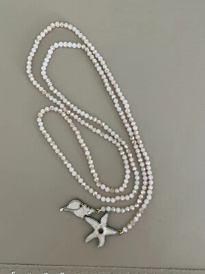 Juego de collar y pendientes Heidi Daus estrella de mar caracola esmalte crema cuentas  Foto 1 de 3