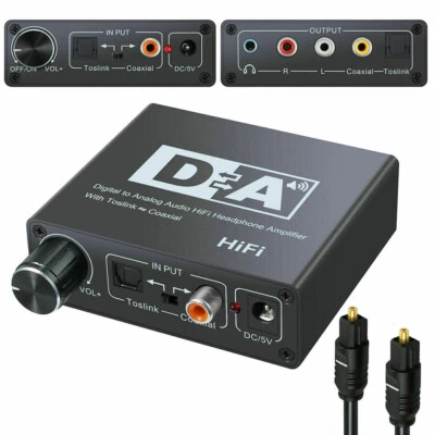 Convertidor de audio digital a analógico Toslink coaxial HiFi RCA amplificador de auriculares - Imagen 1 de 4