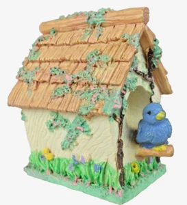 Vogelhaus mit lebensechtem Vogel handgefertigt & handbemalt Keramik 2,4" Taiwan neuwertig - Bild 1 von 7
