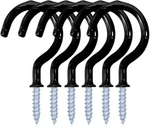 12 Pack Vinyl Coated Screw-in Hooks for Indoors Outdoors (Black, 1-1/4 Inch) - Picture 1 of 7