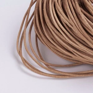C250 - Lot de 3m de fil cordon lacet cuir beige marron Ø2mm collier bracelet - Picture 1 of 2