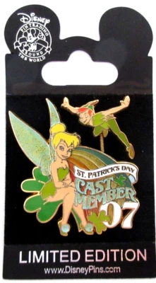 DISNEY 2007 TINKER BELL & PETER PAN 🌈ST. PATRICK'S DAY🍀PIN - LE 1000 - #52887 - Image 1 of 3
