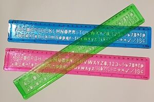 30CM 12" RULER Letter Stencil Colour Stationery Set Kids School Alphabet Numbers