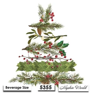 (5355) ZWEI individuelle Papierservietten GETRÄNK / COCKTAIL Decoupage - WEIHNACHTSBAUM - Bild 1 von 3