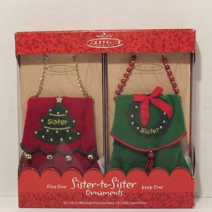 Hallmark Aufbewahrungsschmuck 2003, SCHWESTER-ZU-SCHWESTER Stoff/Perlen Weihnachtstaschen - Bild 1 von 5