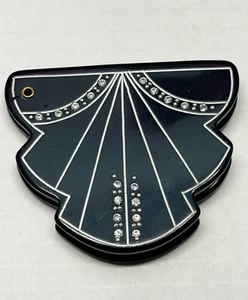 Estate vintage rhinestone sliding compact mirror - Picture 1 of 5