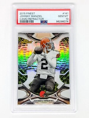 2015 Topps Finest Camo Refractor #141 Johny Manziel /10 PSA 10 POP 2 Browns - Image 1 of 2