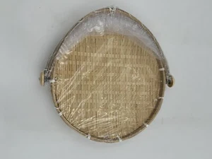 Food Bamboo Serving Tent Basket Round Picnic Woven 12" Diameter Mesh Gauze - Picture 1 of 9
