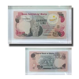 1979 Malta Lm10 Banknote UNC in perspex C/1 000000 Signed Spiteri RARE - Picture 1 of 1