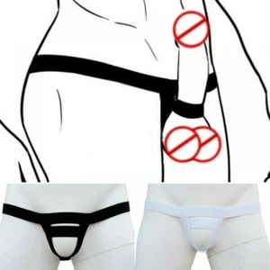 Men Bandage Ball Lifter Booster Ring Straps Briefs Thong Penis Hole Underwear - Picture 1 of 7