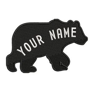 Bear Patch Custom YOUR NAME Personalized Name Tag Embroidered Iron-on Applique - Picture 1 of 20