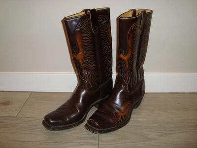 复古男式 Eagle Rainbow Firebird 牛仔靴 8-1/2 D 牧马人 70 年代美国 — 第 1/4 张图片