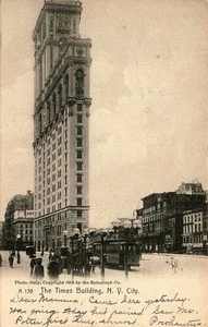 1907 NEW YORK PHOTO POSTCARD: VIEW OF THE TIMES BUILDING, NYC, NY UND/B - Picture 1 of 2