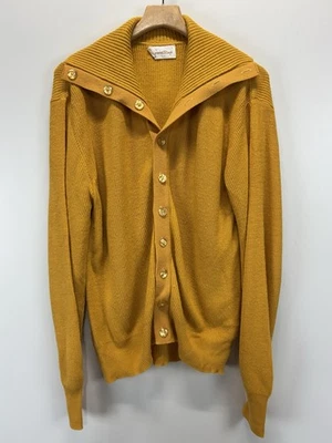 Cárdigan Suéter De Colección Grand Slam Talla Grande Para Hombre Mostaza Abuelo Abotonado Retro  Foto 1 de 4
