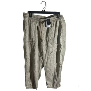 Lane Bryant Plus Capri Pants Drawstring Khaki Gold Womens Size 14/16 Lyocell NWT - Picture 1 of 6