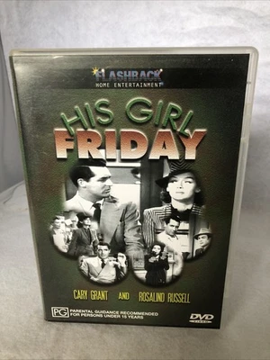 His Girl Friday DVD 1940 Region 4. Black And White. Free Shipping VGC - image 1 of 3