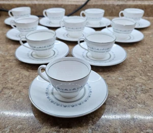 Tazas y platillos expresos Royal Doulton England Bone China Tiara - Juego de 10 - Imagen 1 de 15