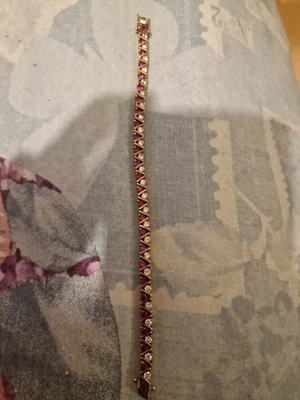 Ruby And Clear Stone Tennis Bracelet - Image 1 of 4