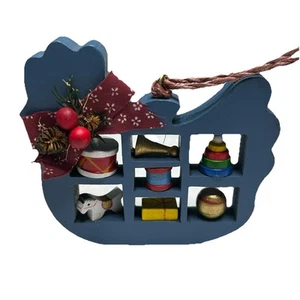 VTG Enesco Wooden Ornament Country Chicken Shelf Sitter Cottage Core Decor - Picture 1 of 7