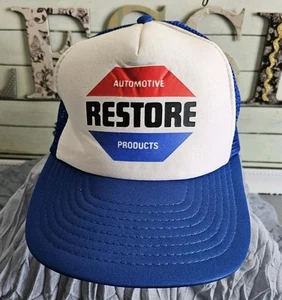 Vintage Baseballkappe "Restore Automotive Products" Truckers Style blau Mesh - Bild 1 von 7