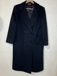 Vintage 80s Alorna Navy Wool Coat Petite Double Breasted Union Made in the USA - Picture 1 of 13