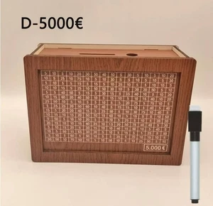 5K Money Box Piggy Bank Wood Money Bank, Reusable Money Box With Saving Goal - Picture 1 of 6