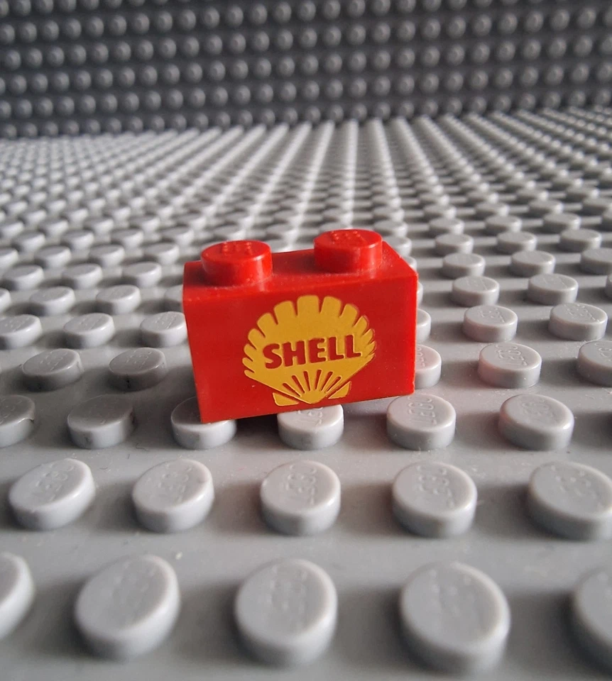 Lego Town City Baustein 1x2 Bedruckt Rot Gelb Logo Shell 3004 3004pb011 K160 - Bild 1 von 1