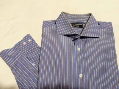 78- CAMISA ITALIANA A RAYAS AZUL ALGODÓN SEDOSO CLARO LUCIANO BARBERA - 16/37 Foto 1 de 2