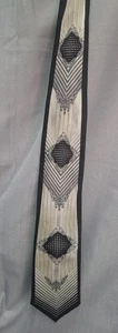 Vtg Murano Tie Geometric Ivory Black Made In Italy - Picture 1 of 13
