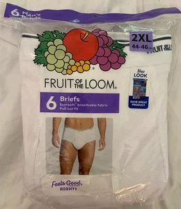Fruit of the Loom Mens 2 XL Big & Tall Cotton Briefs (6 Pack) Tag Free Comfort - Picture 1 of 5