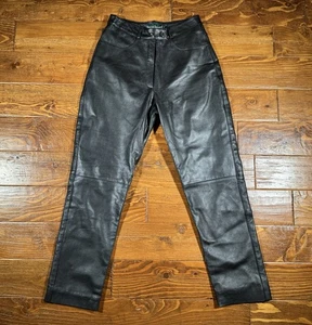 Harve Bernard Damen-Lederhose Größe 8 27 x 29 gefüttert gerades Bein schwarz Jeans - Bild 1 von 10