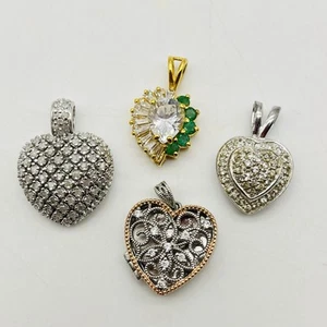 Vintage Puffy Heart Pendant Jewelry Lot Nice Quality - Picture 1 of 10