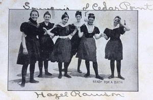 Cedar Point Vergnügungspark Ohio Postkarte Baden Strand Damen Schwimmen 1905 Vintage - Bild 1 von 3