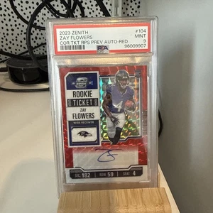 Zay Flowers 2023 Contenders Optic Rookie Red Variation Auto #/23 Ravens PSA 9 - Bild 1 von 2