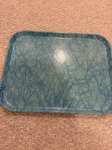 Vintage Cambro Camtray Cafeteria Lunch Tablett 18x14 MCM Türkis Spaghetti String - Bild 1 von 5