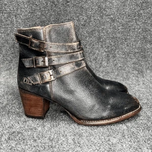 Bed Stu Begin Damen-Stiefeletten 8,5 schwarz rustikal Leder Westernschnalle Bootie - Bild 1 von 16