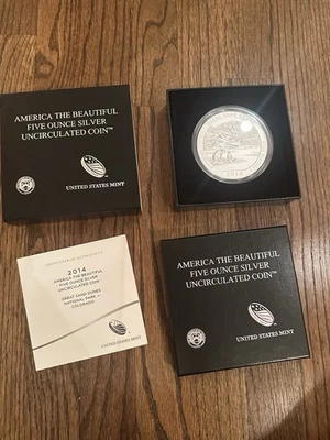 2014 America The Beautiful 5oz Silver Coin Great Sand Dunes NIB w COA! MINT! - Image 1 of 3