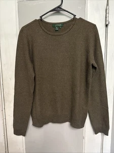 Lauren Ralph Lauren Pullover oliv und hellbraun Größe M Seide Kaschmir - Bild 1 von 5