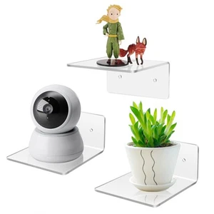 3 Pack Small Floating Shelves for Wall, 4'' Acrylic Mini Wall Shelf for Bedro... - Picture 1 of 6