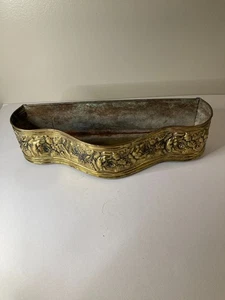 Vintage großer ausgefallener gebogener englischer Messing Pflanzgefäß aus lokalem Nachlass 15" x 3,5" - Bild 1 von 9