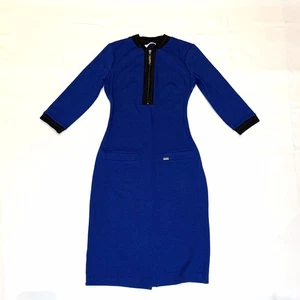 Blue Knit Bodycon Dress Women's Size 10 Cobalt Tight Stretchy and Knee High - Picture 1 of 11