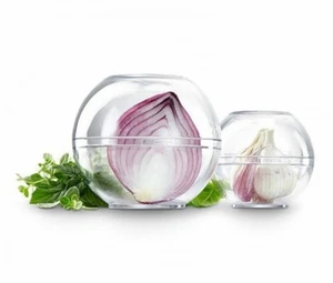 2 Frischhaltekugeln Frischhaltedosen Aufbewahrung Dosen f. Zwiebel Knoblauch etc - Bild 1 von 1