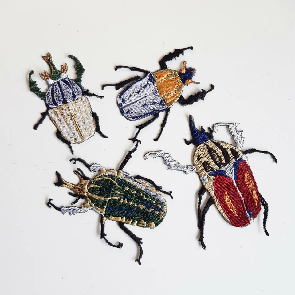 Bugs Giant Flower Beetle Insect Wildlife Handmade Embroidered Patches Set - Image 1 of 4